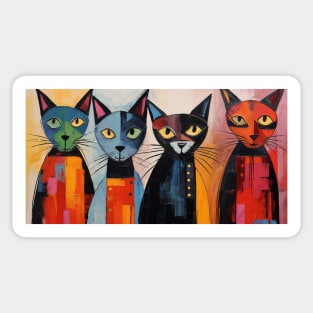 Four Cats on Guard Sticker